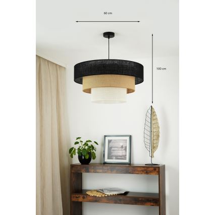 Brilagi - Lustra ar auklu ASPEN LUNETA 1xE27/15W/230V d. 60 cm melna/bēša/krēmkrāsa