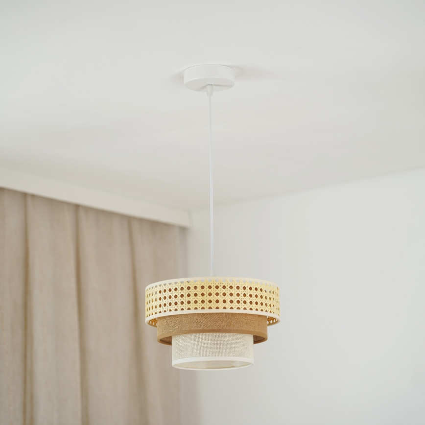 Brilagi - Lustra ar auklu CEDAR LUNETA 1xE27/15W/230V d. 25 cm bēša/brūna/krēmkrāsa