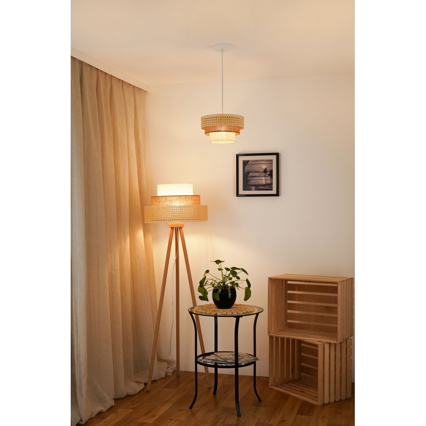Brilagi - Lustra ar auklu CEDAR LUNETA 1xE27/15W/230V d. 25 cm bēša/brūna/krēmkrāsa