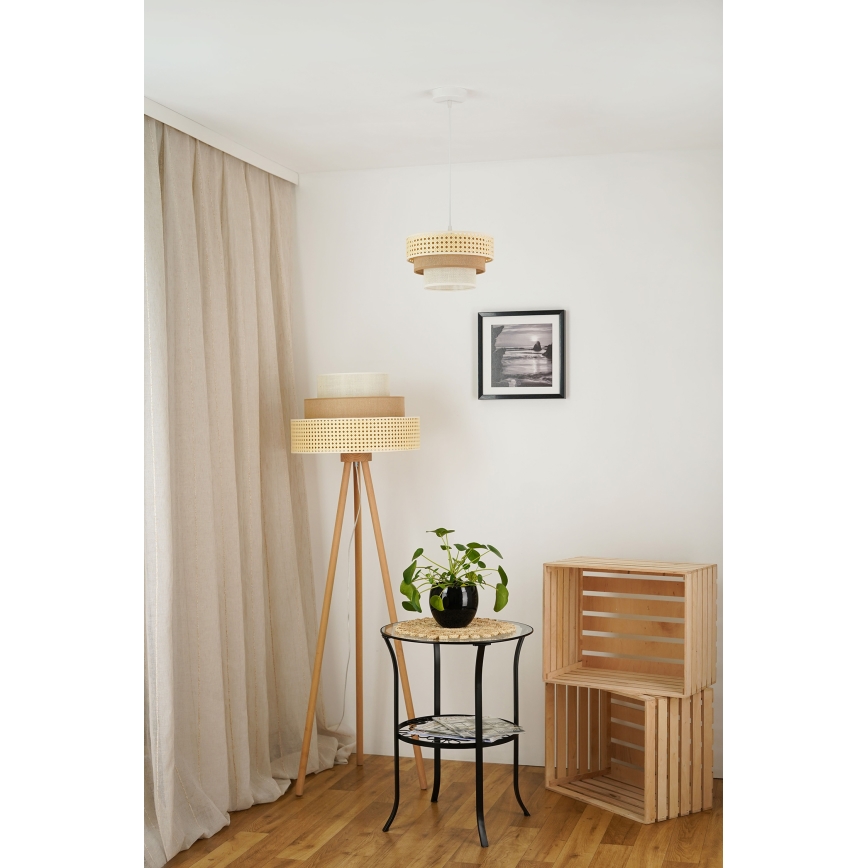 Brilagi - Lustra ar auklu CEDAR LUNETA 1xE27/15W/230V d. 25 cm bēša/brūna/krēmkrāsa