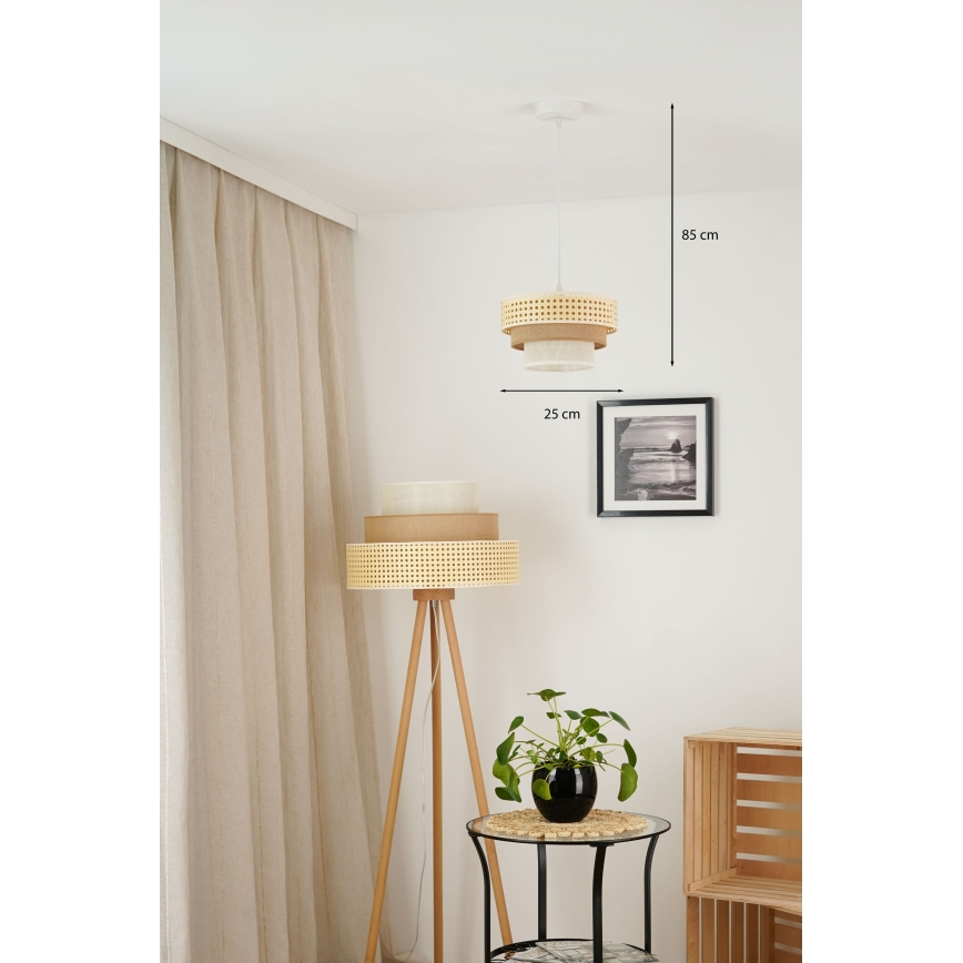 Brilagi - Lustra ar auklu CEDAR LUNETA 1xE27/15W/230V d. 25 cm bēša/brūna/krēmkrāsa