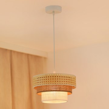 Brilagi - Lustra ar auklu CEDAR LUNETA 1xE27/15W/230V d. 25 cm bēša/brūna/krēmkrāsa