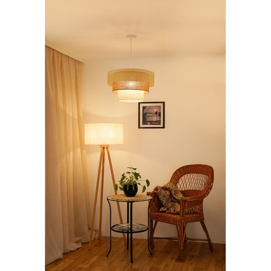 Brilagi - Lustra ar auklu CEDAR LUNETA 1xE27/15W/230V d. 45 cm bēša/brūna/krēmkrāsa