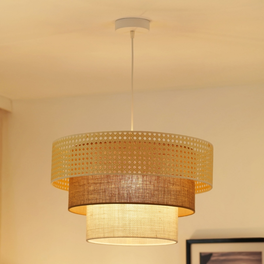 Brilagi - Lustra ar auklu CEDAR LUNETA 1xE27/15W/230V d. 45 cm bēša/brūna/krēmkrāsa