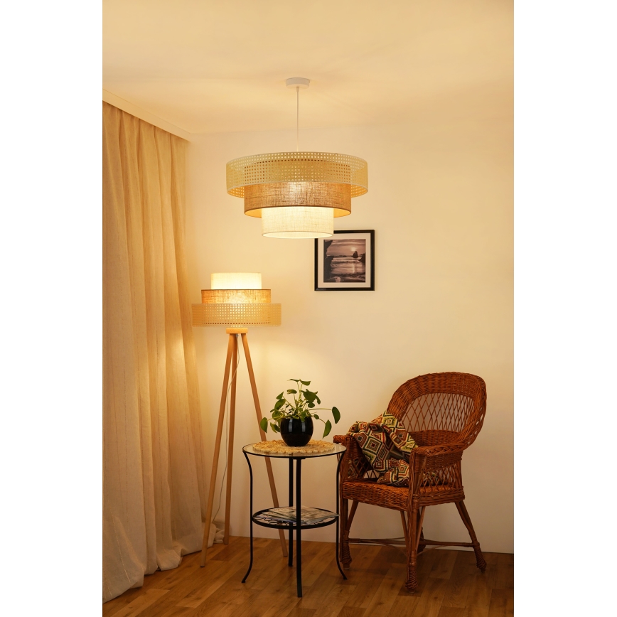 Brilagi - Lustra ar auklu CEDAR LUNETA 1xE27/15W/230V d. 60 cm bēša/brūna/krēmkrāsa
