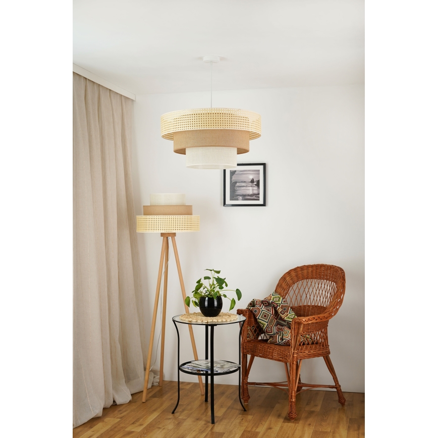Brilagi - Lustra ar auklu CEDAR LUNETA 1xE27/15W/230V d. 60 cm bēša/brūna/krēmkrāsa