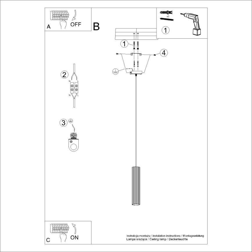 Brilagi - Lustra ar auklu CRESTO 1xGU10/10W/230V krēmkrāsa
