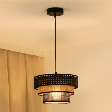 Brilagi - Lustra ar auklu DAKOTA LUNETA 1xE27/15W/230V d. 25 cm melna/bēša