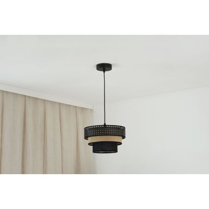 Brilagi - Lustra ar auklu DAKOTA LUNETA 1xE27/15W/230V d. 25 cm melna/bēša