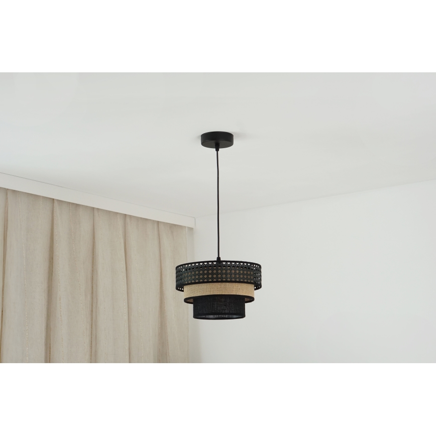 Brilagi - Lustra ar auklu DAKOTA LUNETA 1xE27/15W/230V d. 25 cm melna/bēša