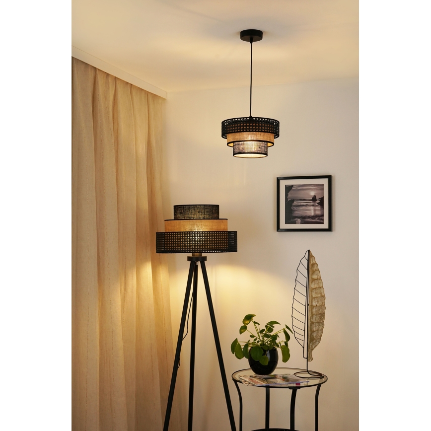 Brilagi - Lustra ar auklu DAKOTA LUNETA 1xE27/15W/230V d. 25 cm melna/bēša
