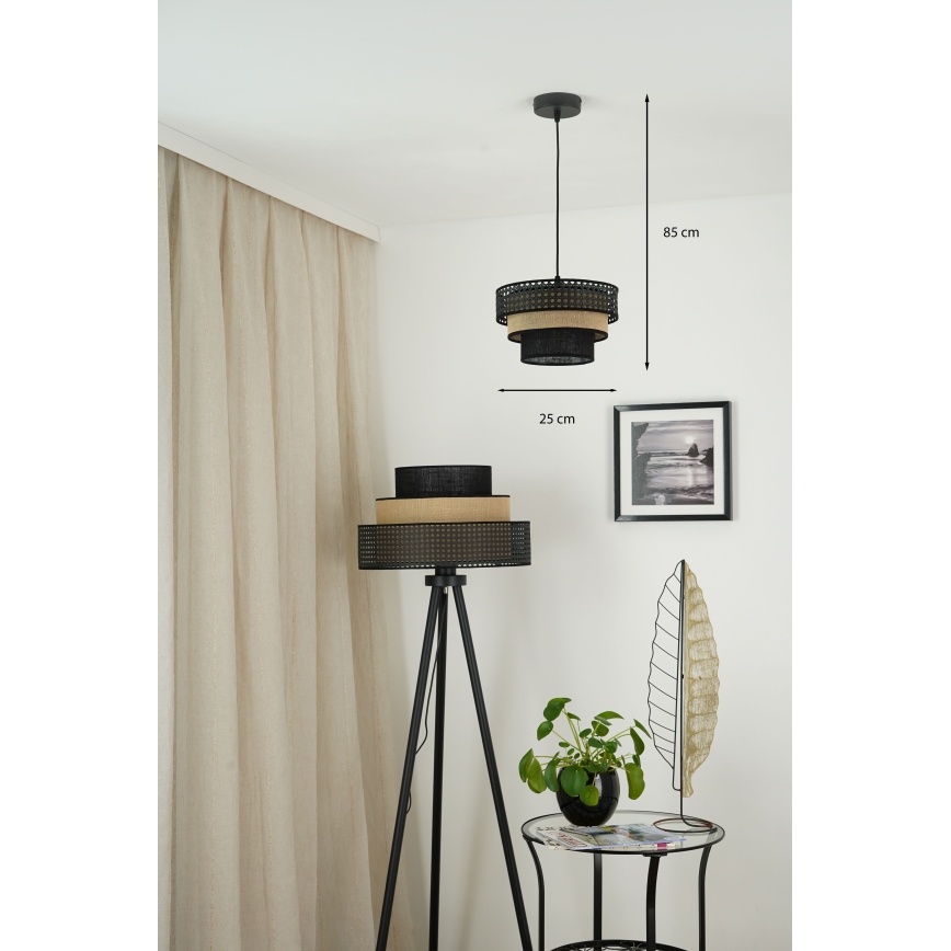 Brilagi - Lustra ar auklu DAKOTA LUNETA 1xE27/15W/230V d. 25 cm melna/bēša