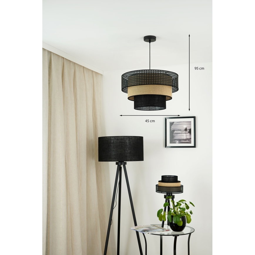 Brilagi - Lustra ar auklu DAKOTA LUNETA 1xE27/15W/230V d. 45 cm melna/bēša