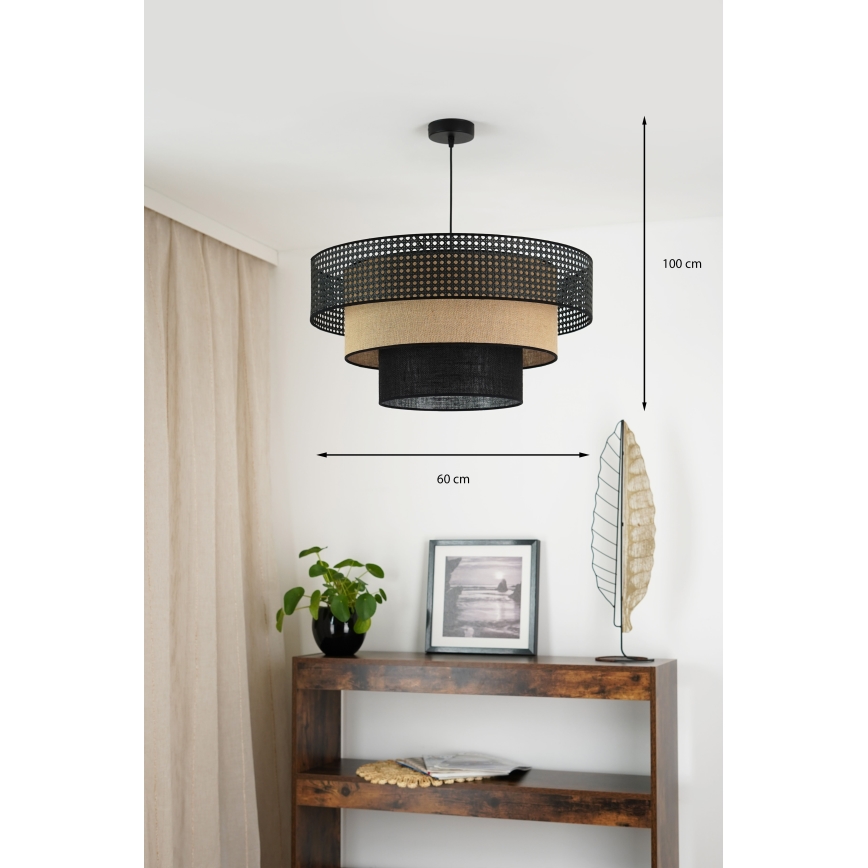 Brilagi - Lustra ar auklu DAKOTA LUNETA 1xE27/15W/230V d. 60 cm melna/bēša
