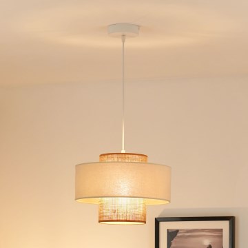 Brilagi - Lustra ar auklu DALLAS 1xE27/15W/230V d. 30 cm brūna/krēmkrāsa/balta