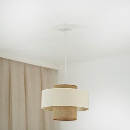 Brilagi - Lustra ar auklu DALLAS 1xE27/15W/230V d. 30 cm brūna/krēmkrāsa/balta