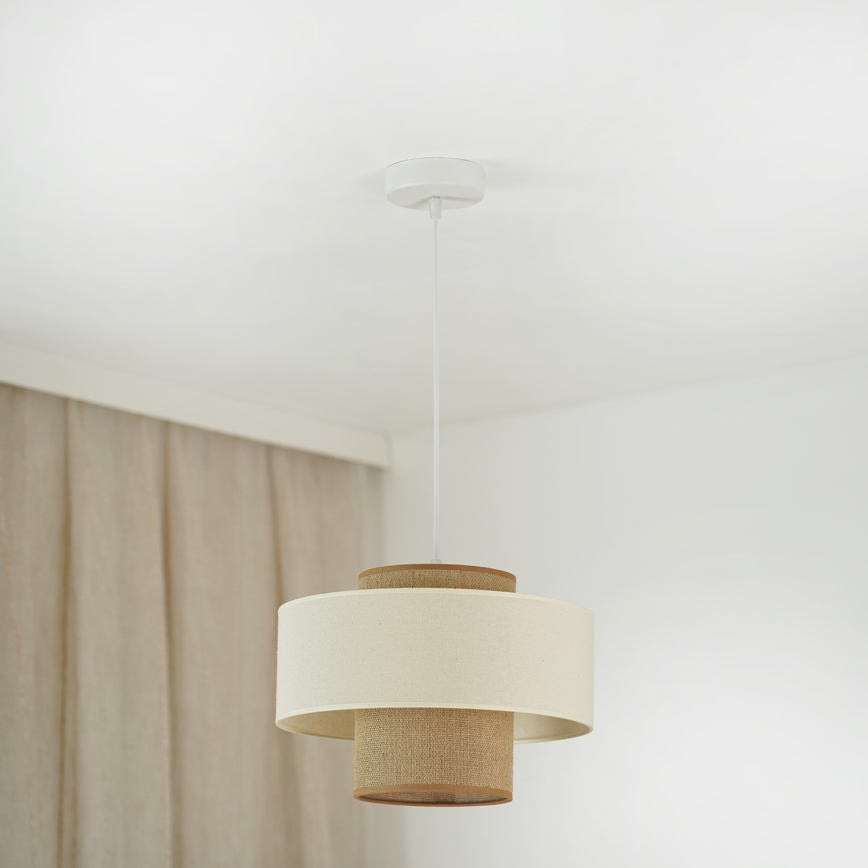 Brilagi - Lustra ar auklu DALLAS 1xE27/15W/230V d. 30 cm brūna/krēmkrāsa/balta