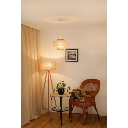 Brilagi - Lustra ar auklu DALLAS 1xE27/15W/230V d. 30 cm brūna/krēmkrāsa/balta
