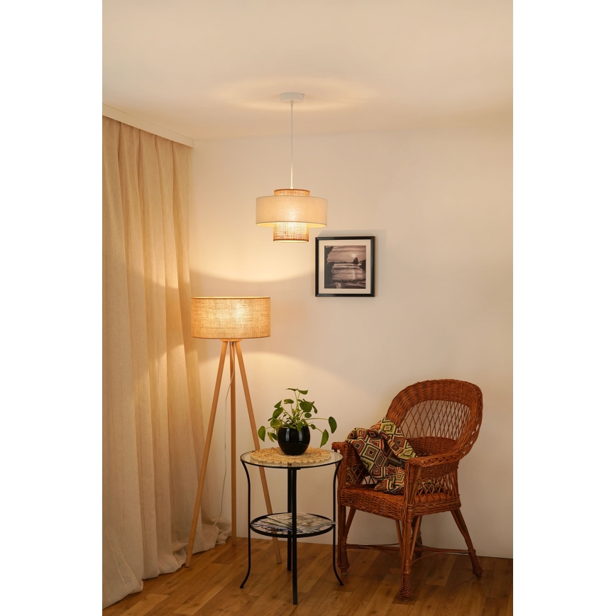 Brilagi - Lustra ar auklu DALLAS 1xE27/15W/230V d. 30 cm brūna/krēmkrāsa/balta