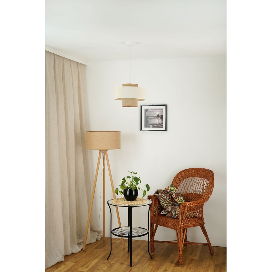 Brilagi - Lustra ar auklu DALLAS 1xE27/15W/230V d. 30 cm brūna/krēmkrāsa/balta