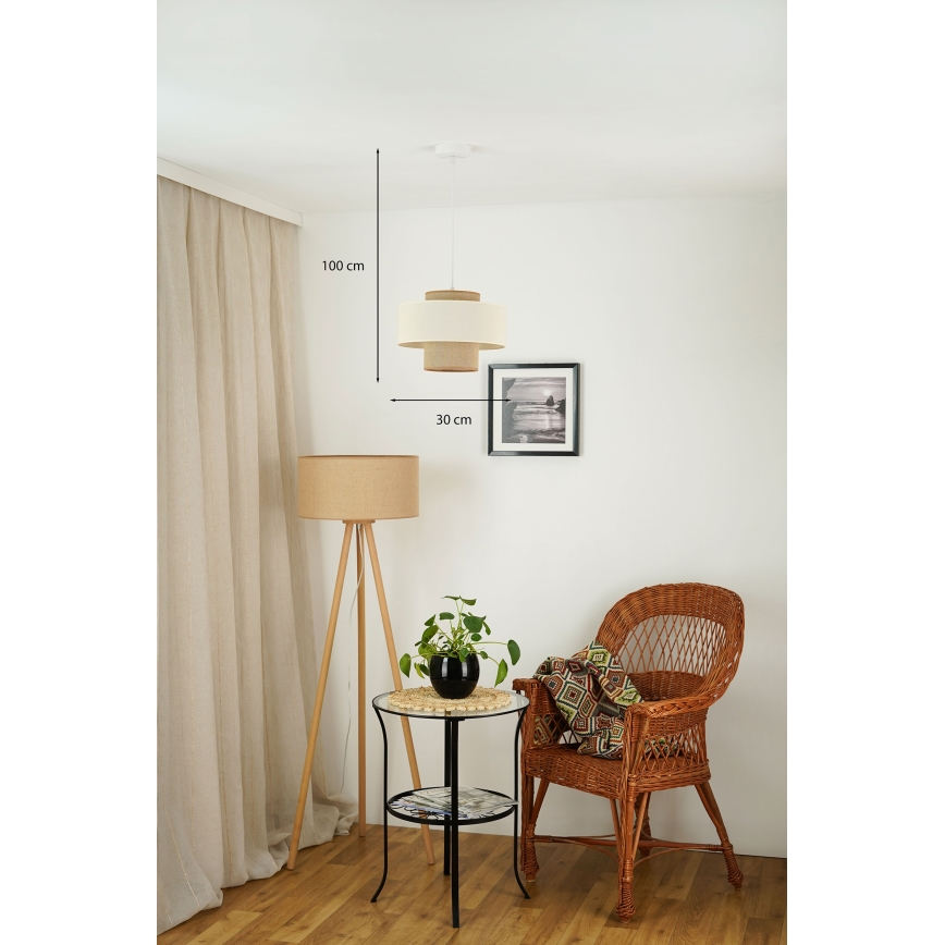 Brilagi - Lustra ar auklu DALLAS 1xE27/15W/230V d. 30 cm brūna/krēmkrāsa/balta