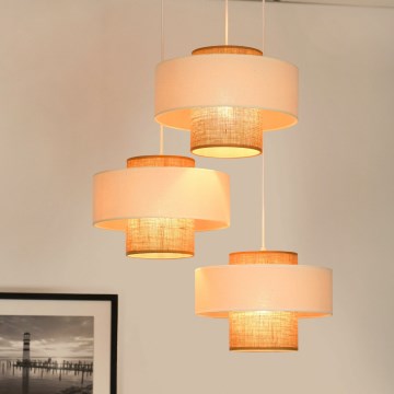 Brilagi - Lustra ar auklu DALLAS 3xE27/15W/230V brūna/krēmkrāsa/balta