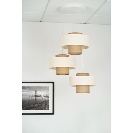Brilagi - Lustra ar auklu DALLAS 3xE27/15W/230V brūna/krēmkrāsa/balta