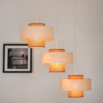 Brilagi - Lustra ar auklu DALLAS 3xE27/15W/230V brūna/krēmkrāsa/balta