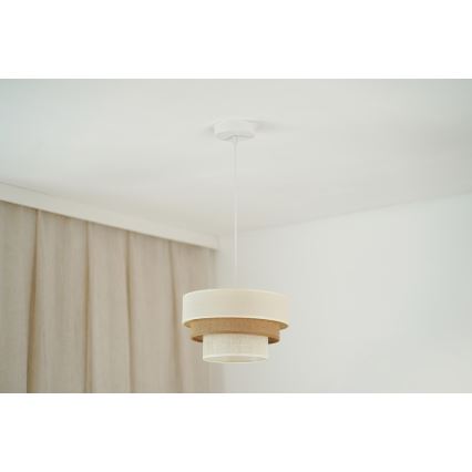 Brilagi - Lustra ar auklu DENVER LUNETA 1xE27/15W/230V d. 25 cm bēša/brūna/krēmkrāsa