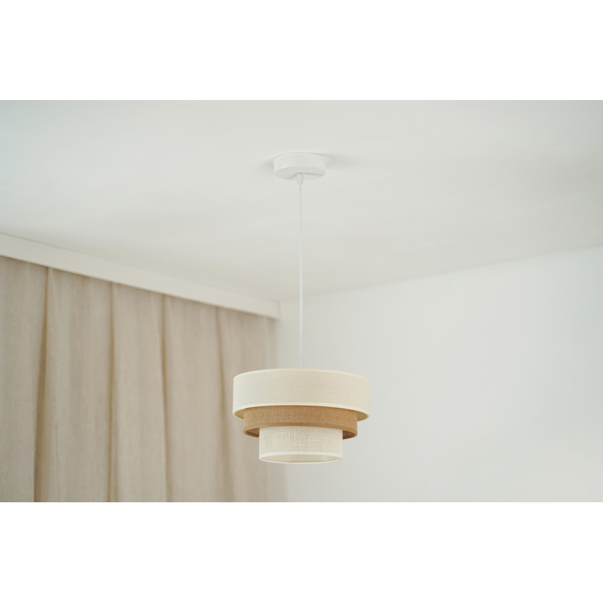 Brilagi - Lustra ar auklu DENVER LUNETA 1xE27/15W/230V d. 25 cm bēša/brūna/krēmkrāsa