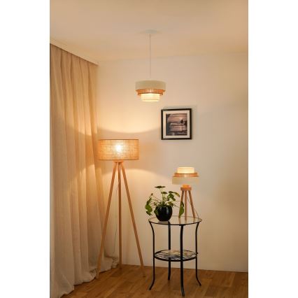 Brilagi - Lustra ar auklu DENVER LUNETA 1xE27/15W/230V d. 25 cm bēša/brūna/krēmkrāsa