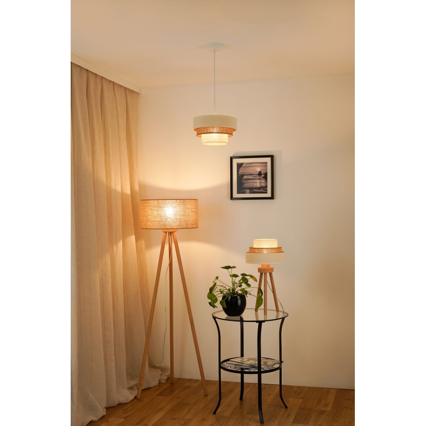 Brilagi - Lustra ar auklu DENVER LUNETA 1xE27/15W/230V d. 25 cm bēša/brūna/krēmkrāsa