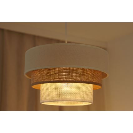 Brilagi - Lustra ar auklu DENVER LUNETA 1xE27/15W/230V d. 25 cm bēša/brūna/krēmkrāsa