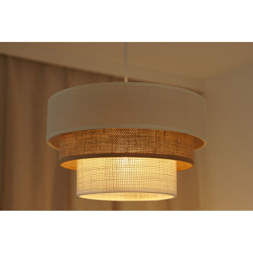 Brilagi - Lustra ar auklu DENVER LUNETA 1xE27/15W/230V d. 25 cm bēša/brūna/krēmkrāsa