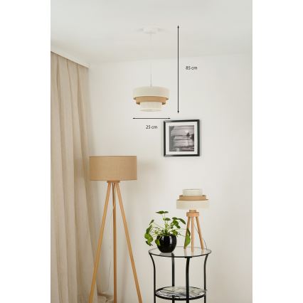 Brilagi - Lustra ar auklu DENVER LUNETA 1xE27/15W/230V d. 25 cm bēša/brūna/krēmkrāsa