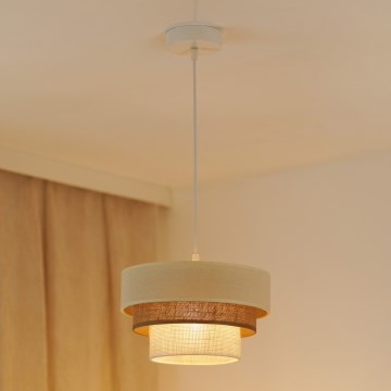 Brilagi - Lustra ar auklu DENVER LUNETA 1xE27/15W/230V d. 25 cm bēša/brūna/krēmkrāsa