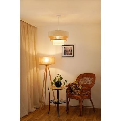 Brilagi - Lustra ar auklu DENVER LUNETA 1xE27/15W/230V d. 45 cm bēša/brūna/krēmkrāsa