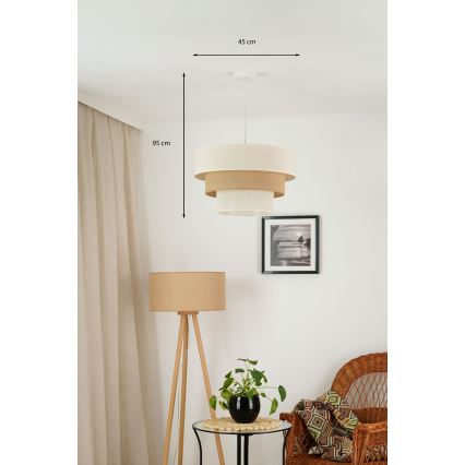 Brilagi - Lustra ar auklu DENVER LUNETA 1xE27/15W/230V d. 45 cm bēša/brūna/krēmkrāsa