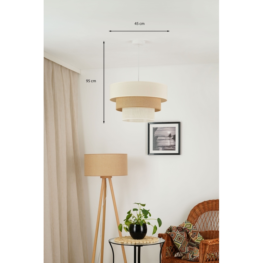 Brilagi - Lustra ar auklu DENVER LUNETA 1xE27/15W/230V d. 45 cm bēša/brūna/krēmkrāsa