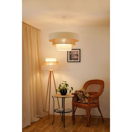 Brilagi - Lustra ar auklu DENVER LUNETA 1xE27/15W/230V d. 60 cm bēša/brūna/krēmkrāsa