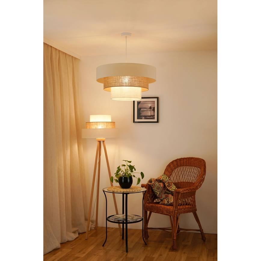 Brilagi - Lustra ar auklu DENVER LUNETA 1xE27/15W/230V d. 60 cm bēša/brūna/krēmkrāsa