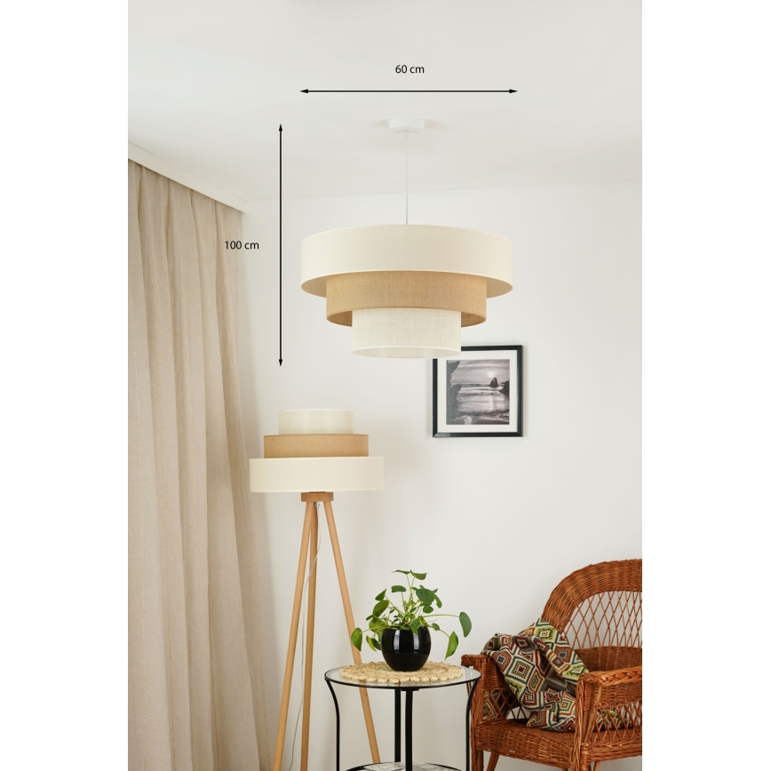 Brilagi - Lustra ar auklu DENVER LUNETA 1xE27/15W/230V d. 60 cm bēša/brūna/krēmkrāsa