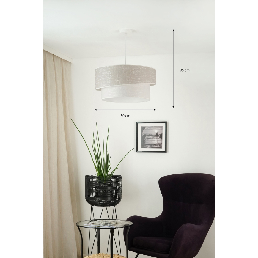 Brilagi - Lustra ar auklu DOVER SHINE 1xE27/15W/230V d. 50 cm pelēka/krēmkrāsa