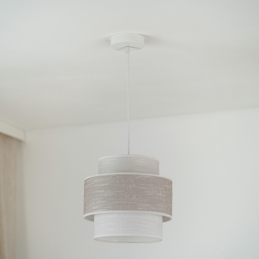 Brilagi - Lustra ar auklu DOVER SPACE 1xE27/15W/230V d. 25 cm pelēka/krēmkrāsa