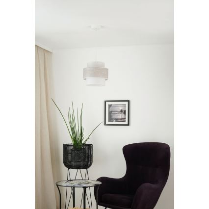 Brilagi - Lustra ar auklu DOVER SPACE 1xE27/15W/230V d. 25 cm pelēka/krēmkrāsa