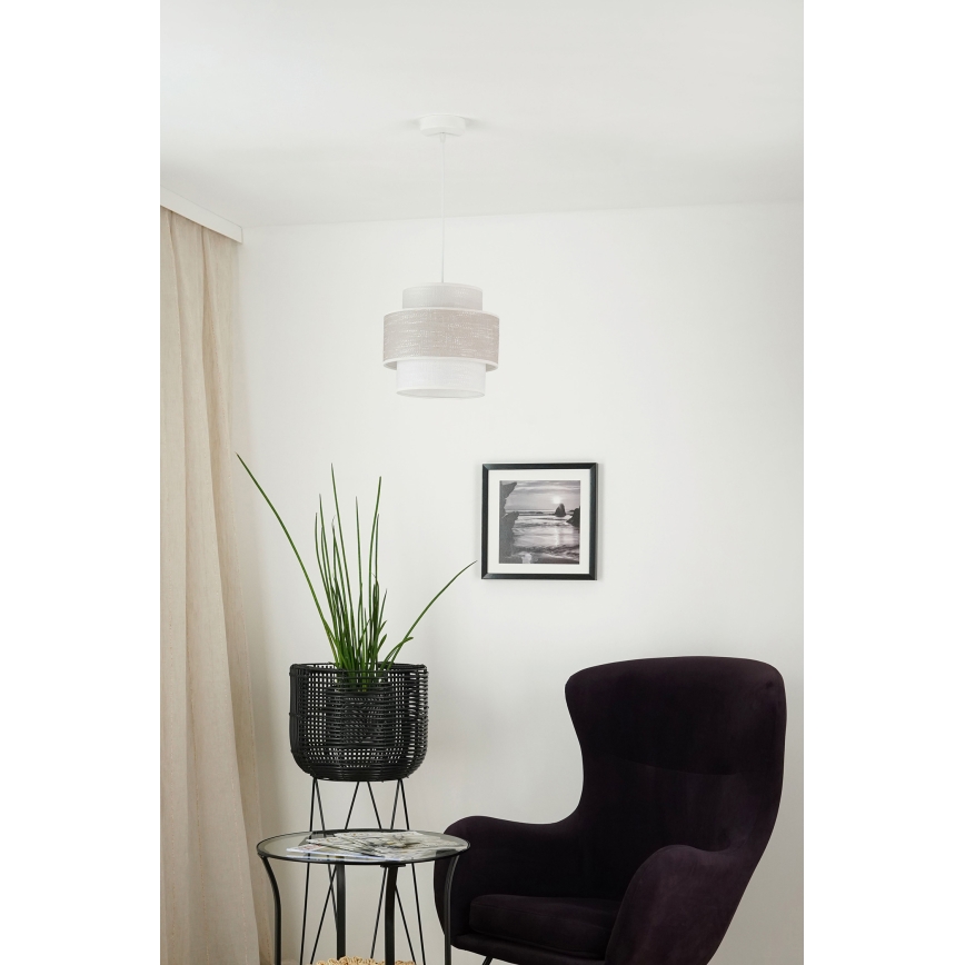 Brilagi - Lustra ar auklu DOVER SPACE 1xE27/15W/230V d. 25 cm pelēka/krēmkrāsa