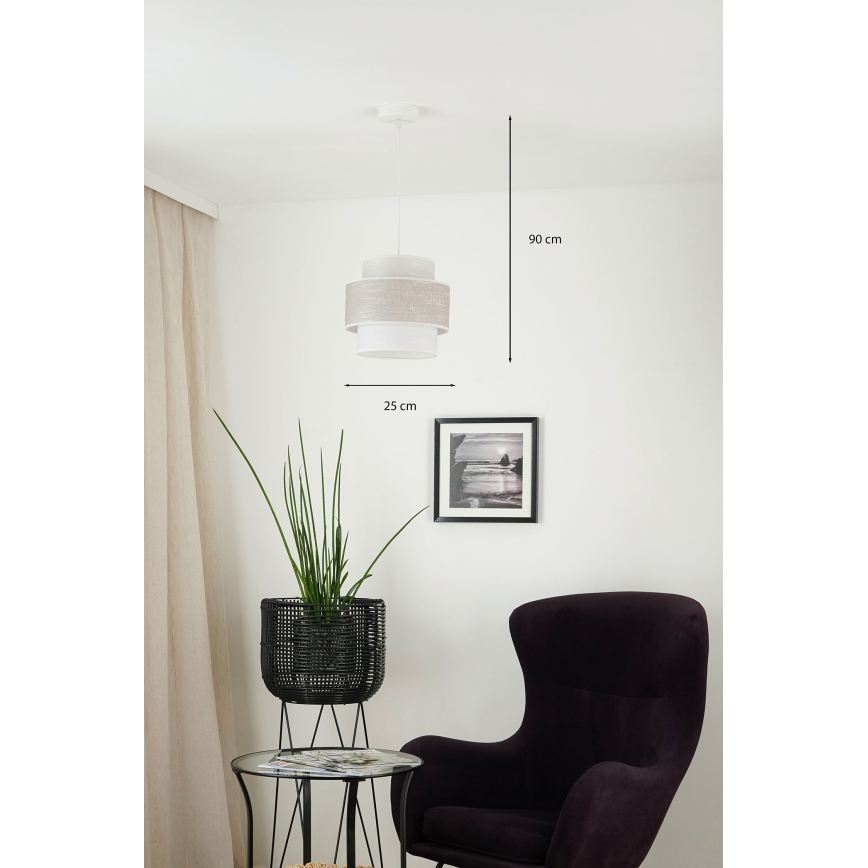 Brilagi - Lustra ar auklu DOVER SPACE 1xE27/15W/230V d. 25 cm pelēka/krēmkrāsa