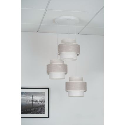 Brilagi - Lustra ar auklu DOVER SPACE 3xE27/15W/230V pelēka/krēmkrāsa