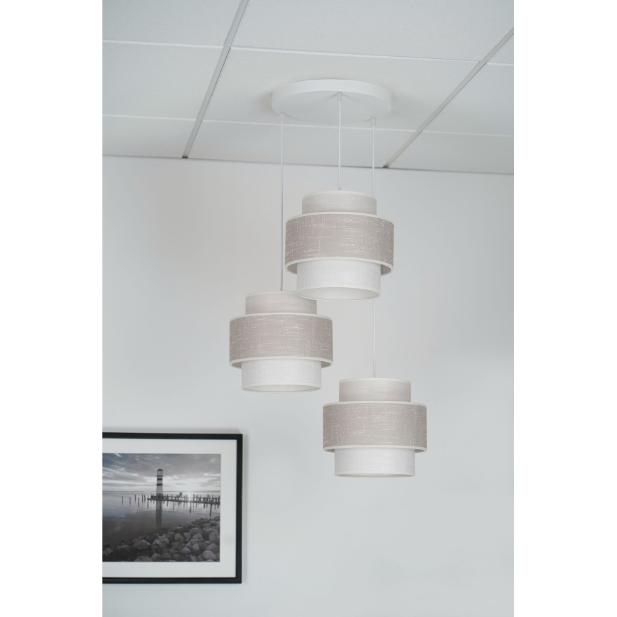 Brilagi - Lustra ar auklu DOVER SPACE 3xE27/15W/230V pelēka/krēmkrāsa