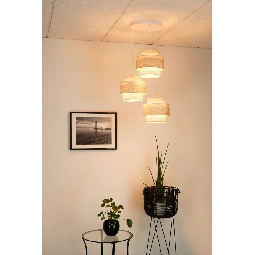 Brilagi - Lustra ar auklu DOVER SPACE 3xE27/15W/230V pelēka/krēmkrāsa